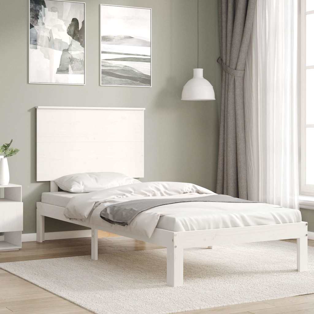 Bed Frame without Mattress White Single Solid Wood Pine