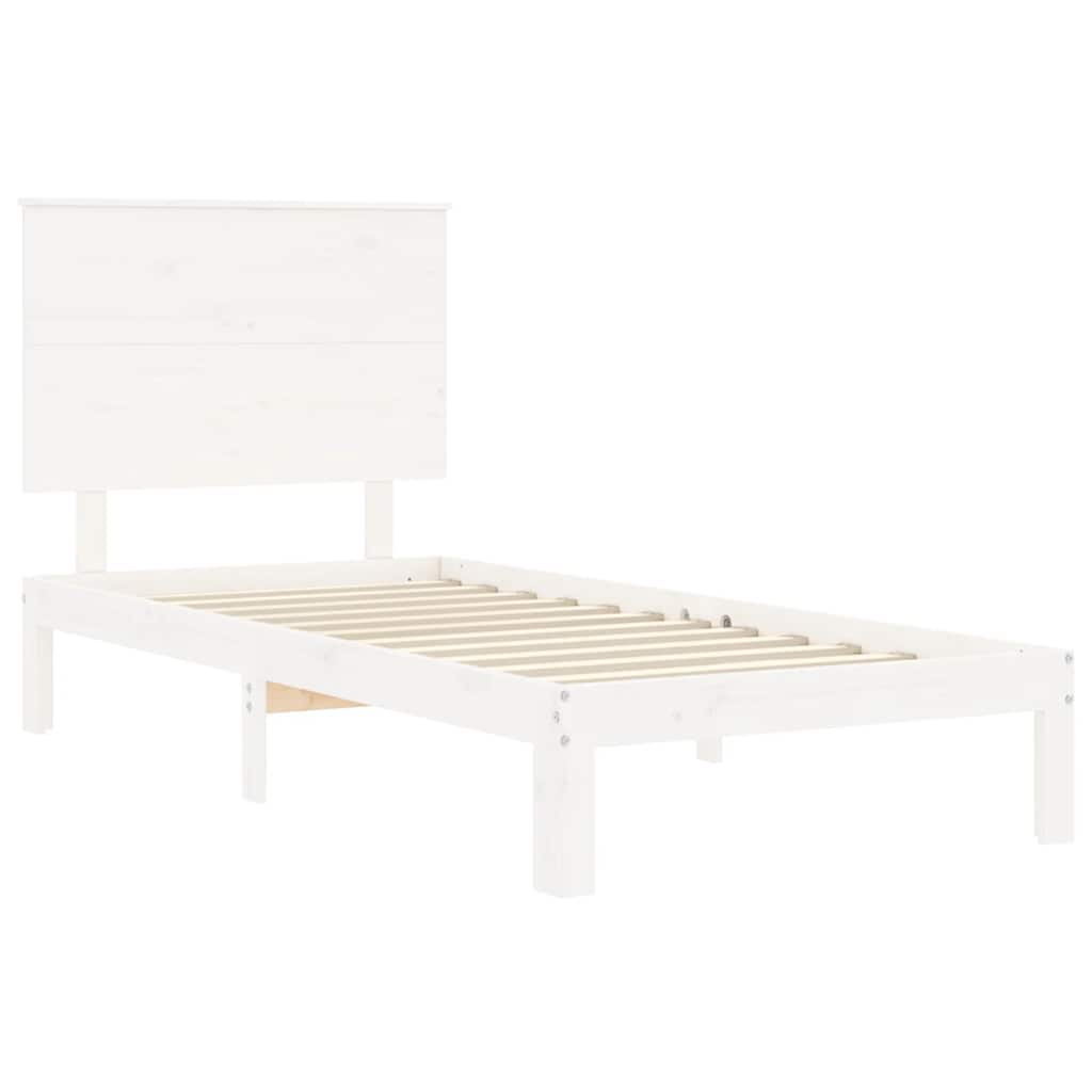 Bed Frame without Mattress White Single Solid Wood Pine
