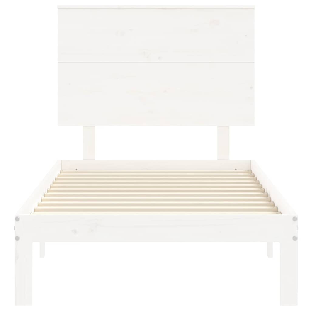 Bed Frame without Mattress White Single Solid Wood Pine