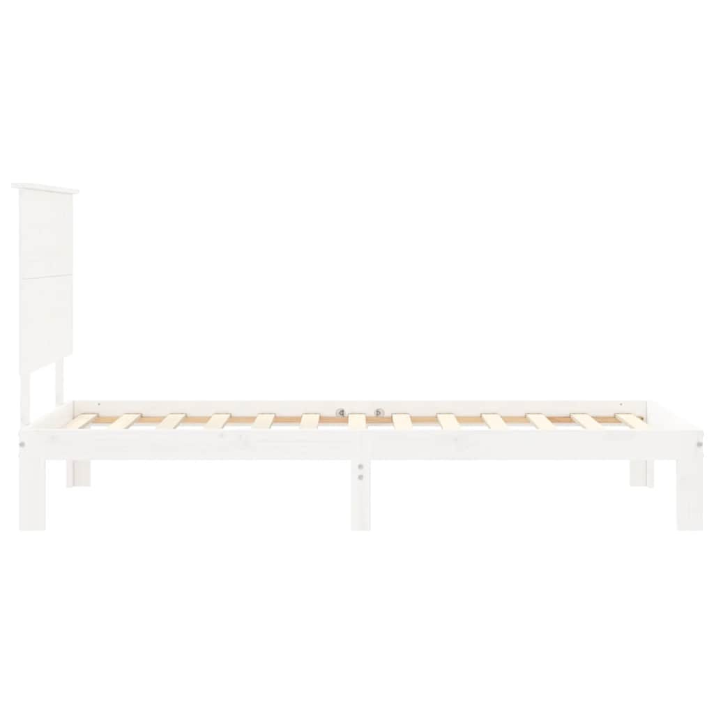 Bed Frame without Mattress White Single Solid Wood Pine