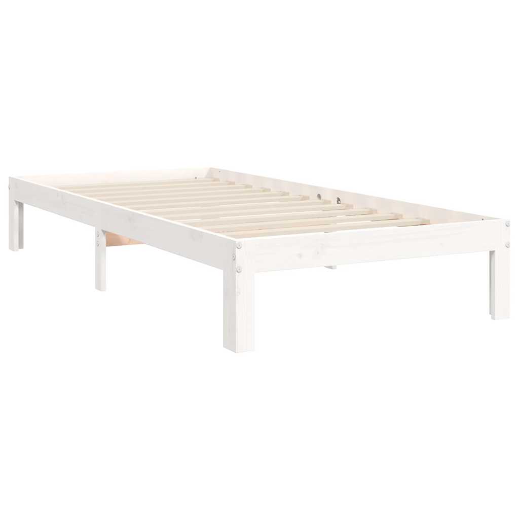 Bed Frame without Mattress White Single Solid Wood Pine