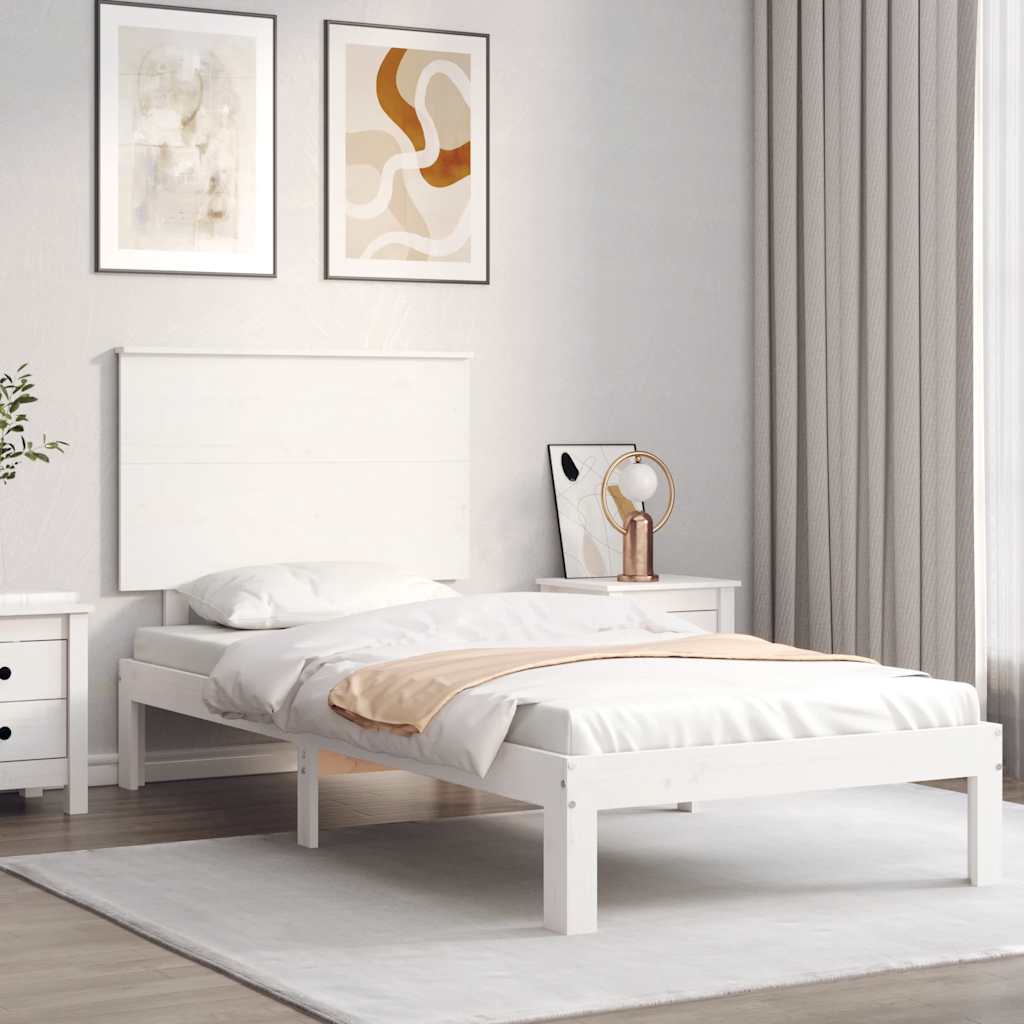 Bed Frame without Mattress White Single Solid Wood Pine
