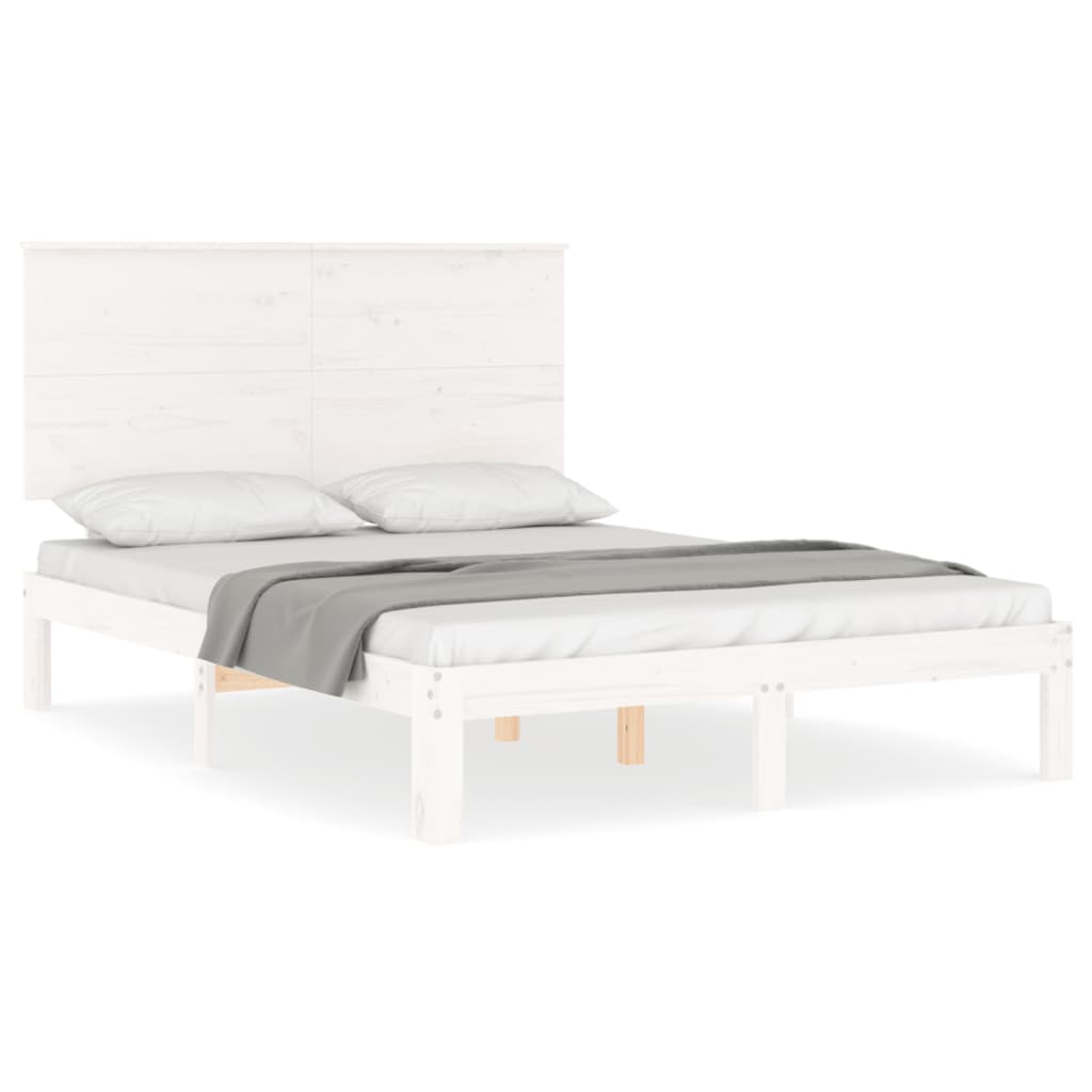 Bed Frame without Mattress White 140x190 cm Solid Wood Pine