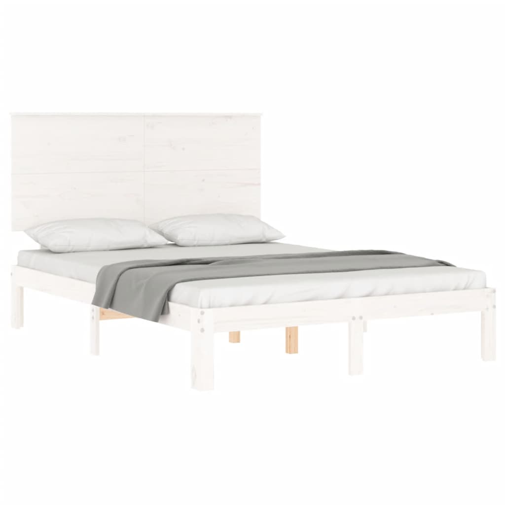 Bed Frame without Mattress White 140x190 cm Solid Wood Pine