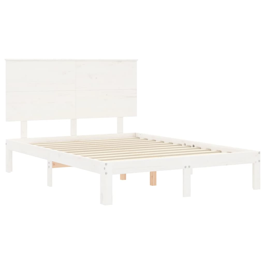 Bed Frame without Mattress White 140x190 cm Solid Wood Pine