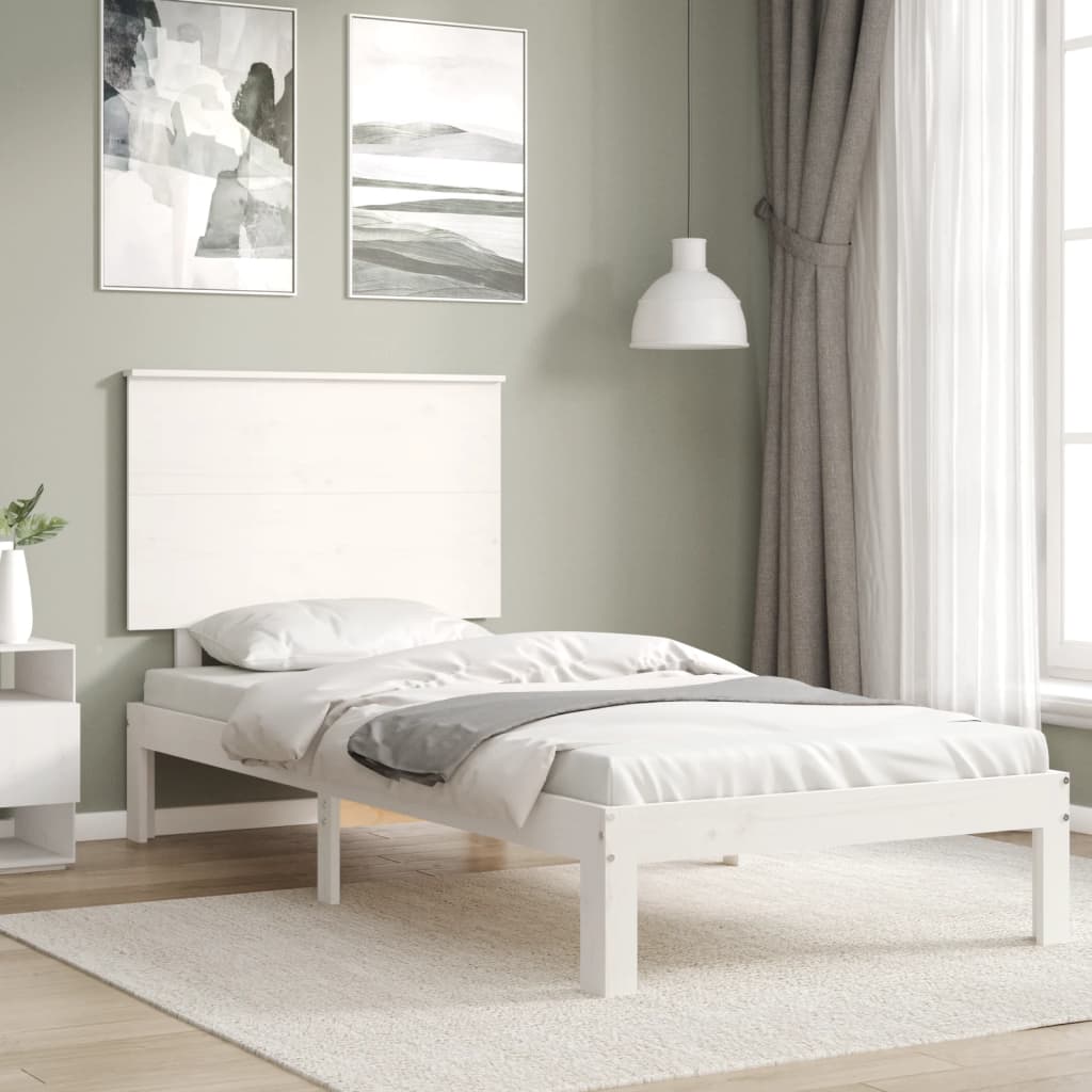 Bed Frame without Mattress White 100x200 cm Solid Wood Pine