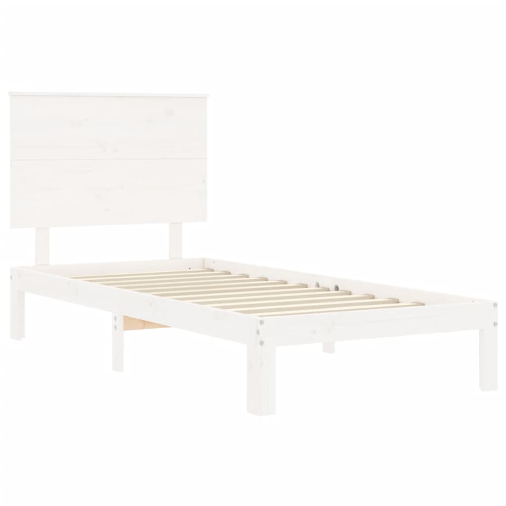 Bed Frame without Mattress White 100x200 cm Solid Wood Pine