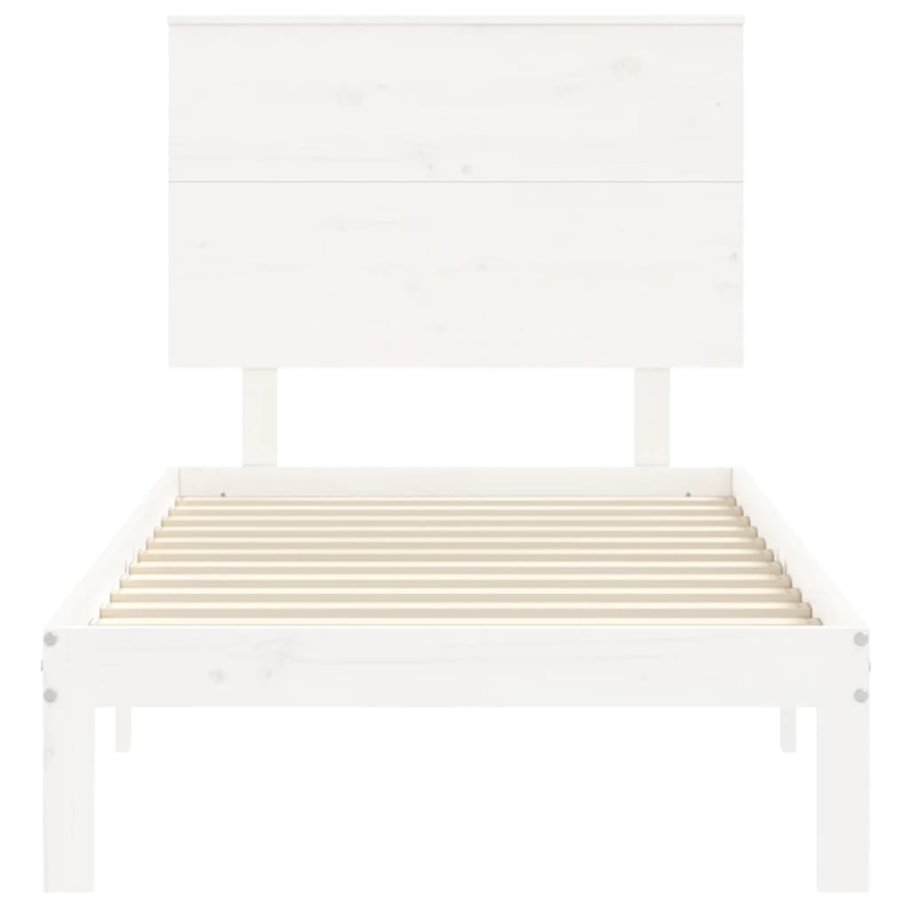 Bed Frame without Mattress White 100x200 cm Solid Wood Pine