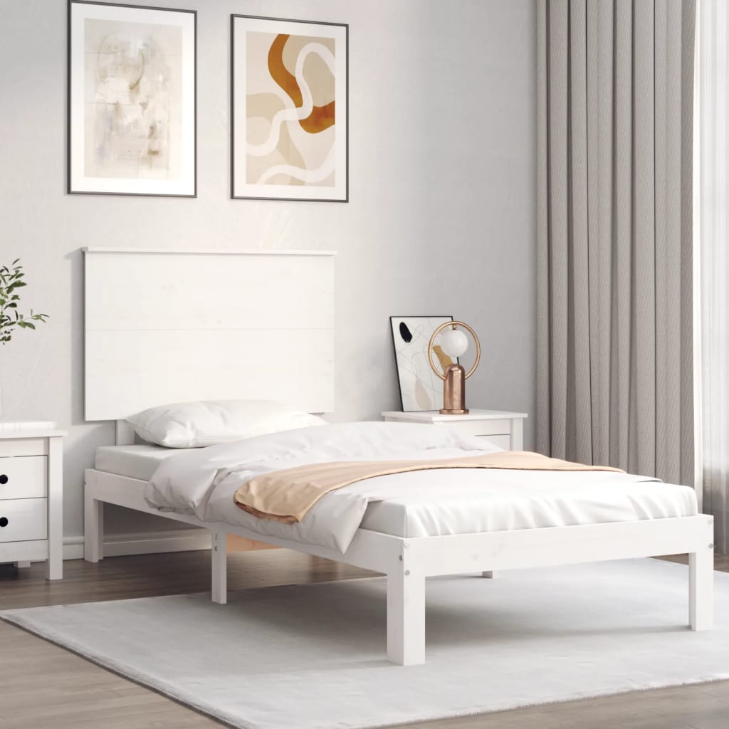 Bed Frame without Mattress White 100x200 cm Solid Wood Pine