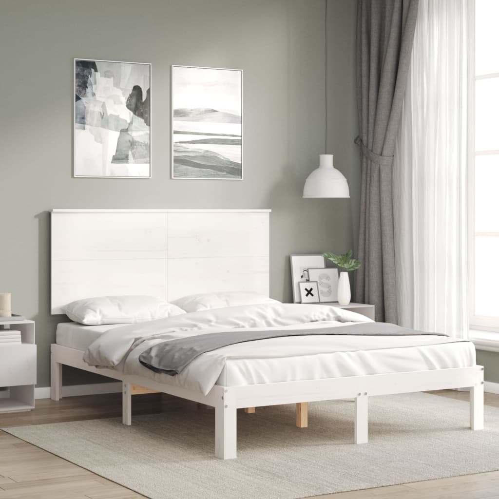 Bed Frame without Mattress White 120x200 cm Solid Wood Pine