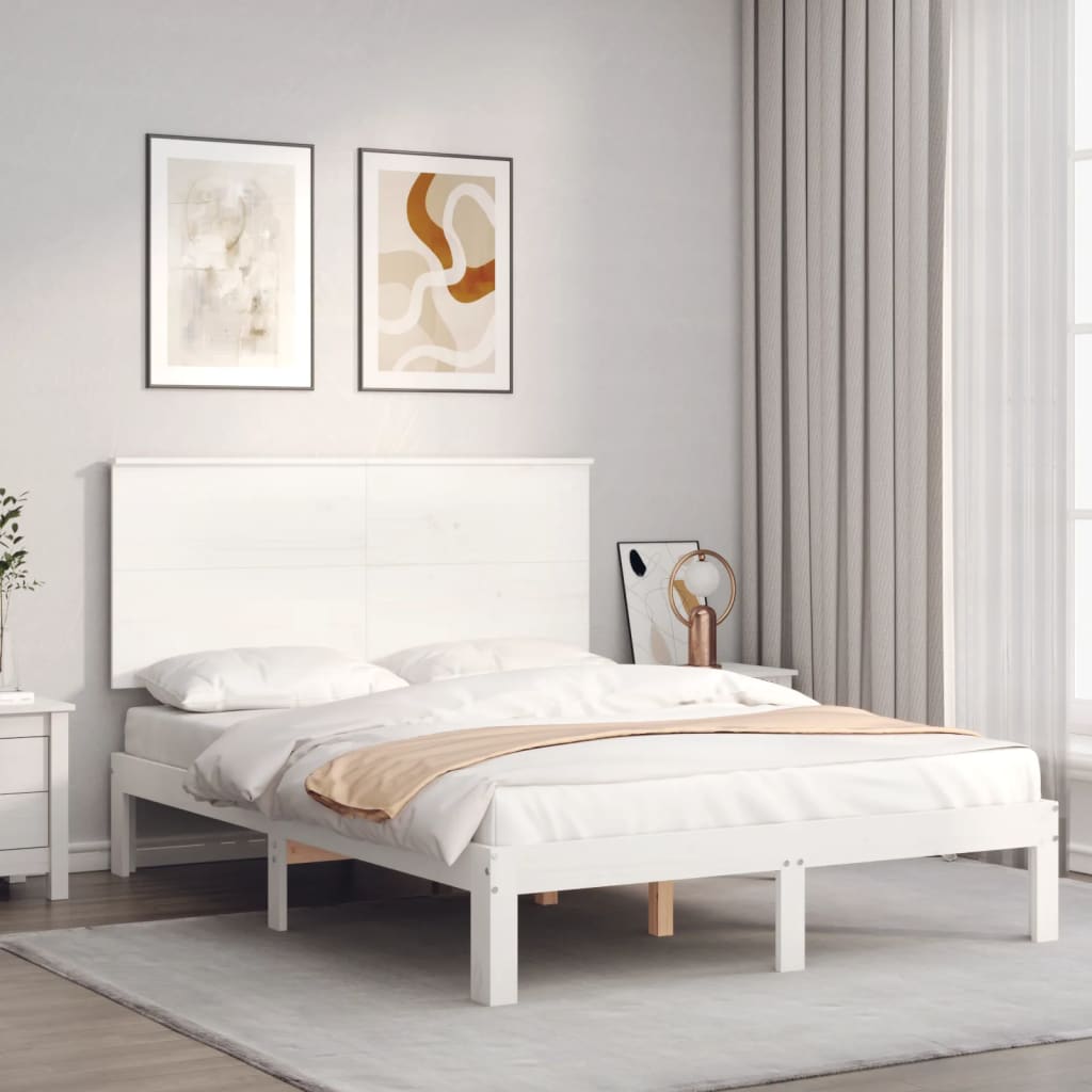 Bed Frame without Mattress White 120x200 cm Solid Wood Pine
