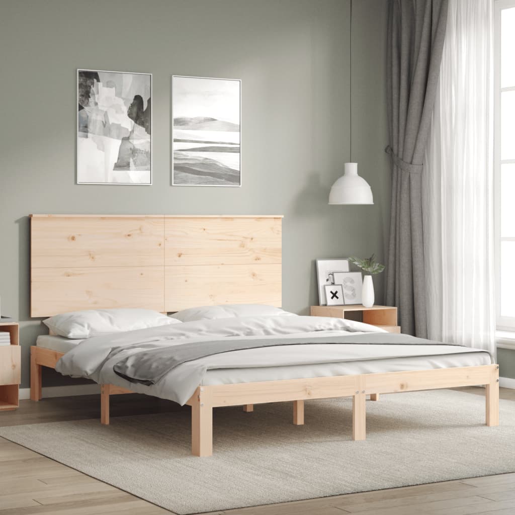 Bed Frame without Mattress King Size Solid Wood Pine