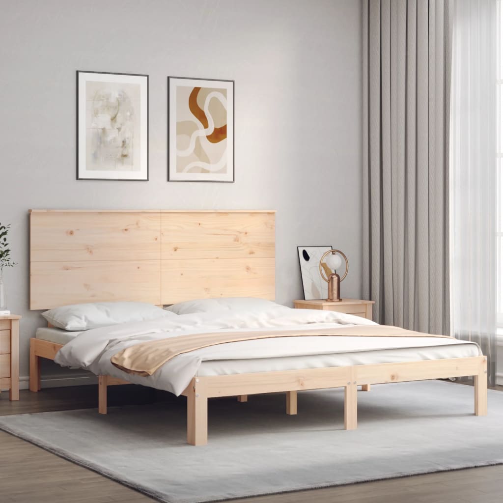Bed Frame without Mattress King Size Solid Wood Pine