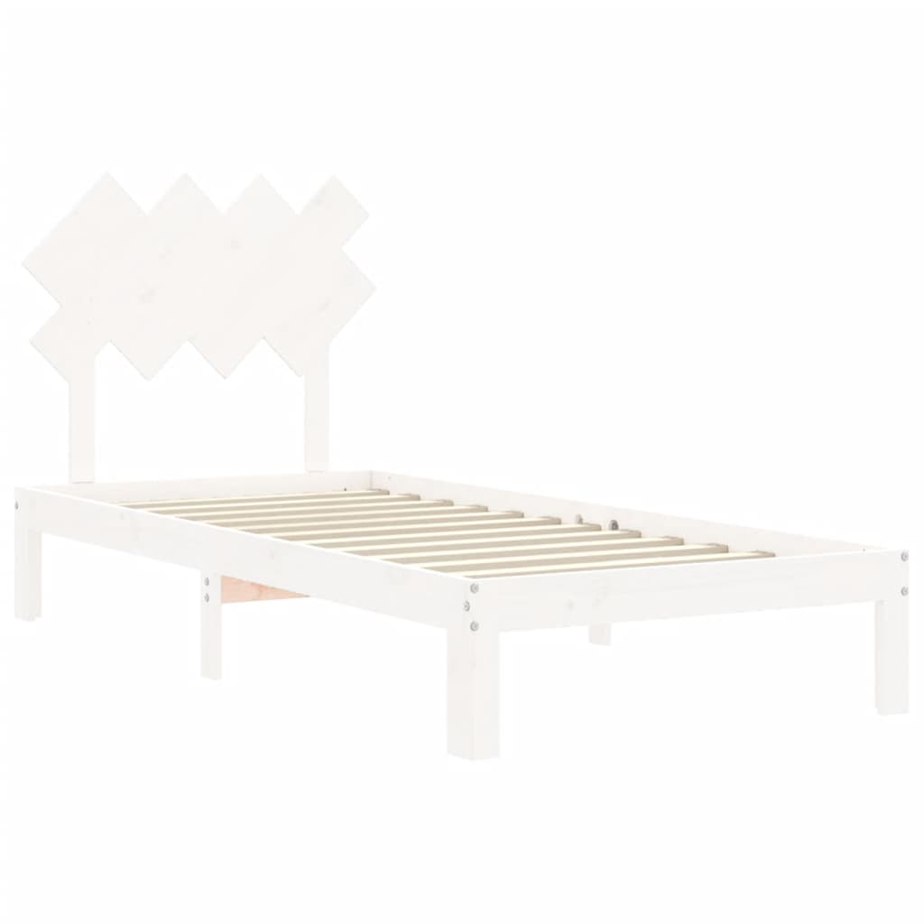 Bed Frame without Mattress White Single Solid Wood Pine