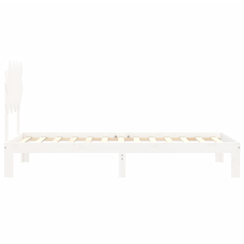 Bed Frame without Mattress White Single Solid Wood Pine