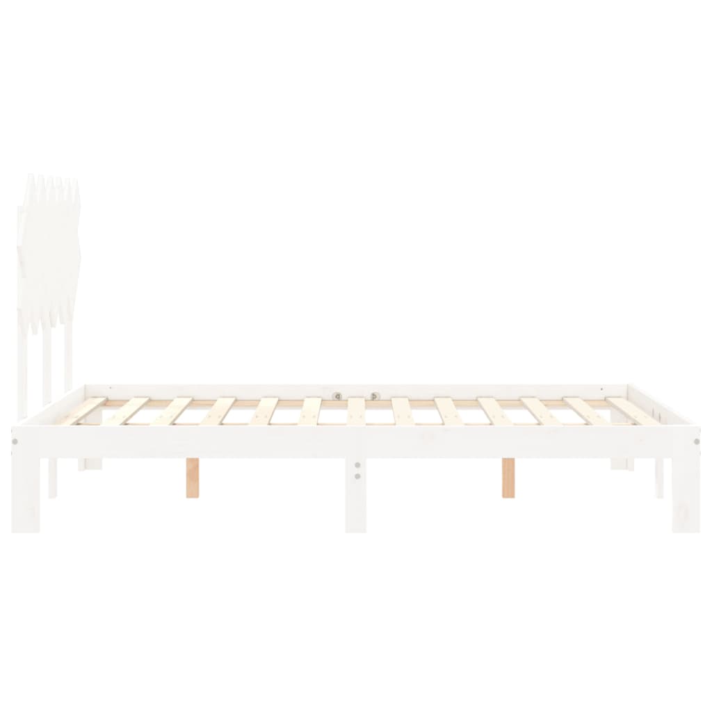 Bed Frame without Mattress White Small Double Solid Wood Pine