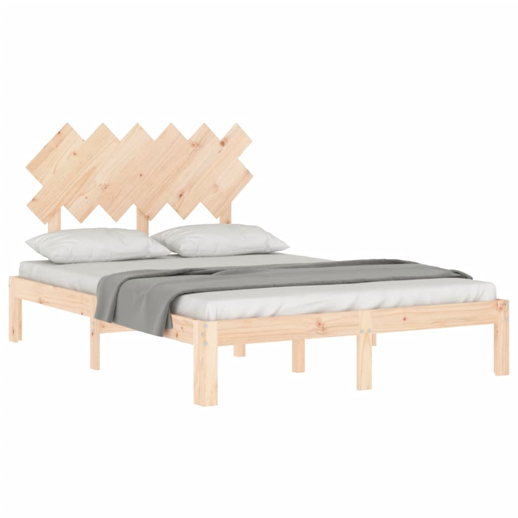 Bed Frame without Mattress Double Solid Wood Pine
