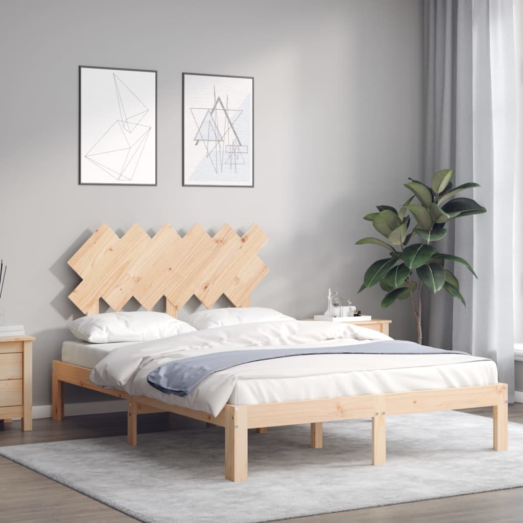 Bed Frame without Mattress Double Solid Wood Pine