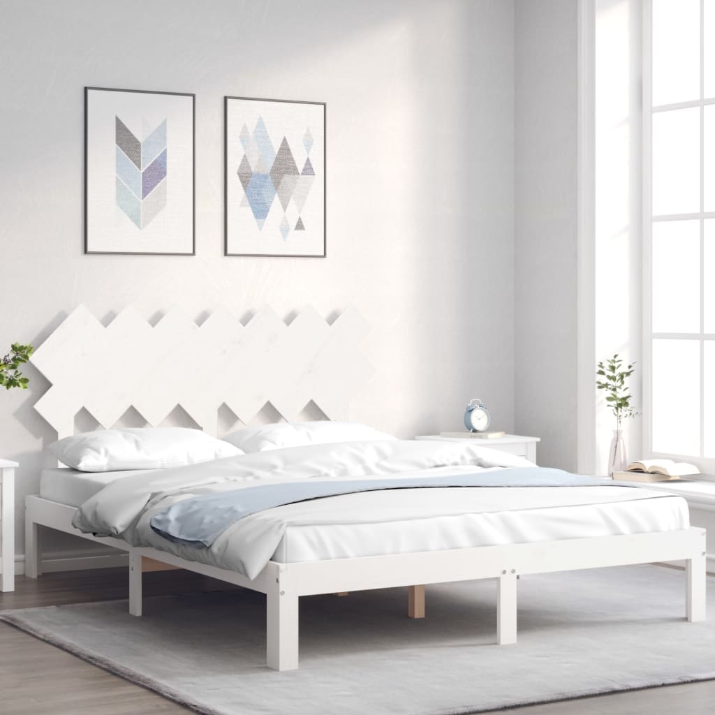Bed Frame without Mattress White 140x190 cm Solid Wood Pine