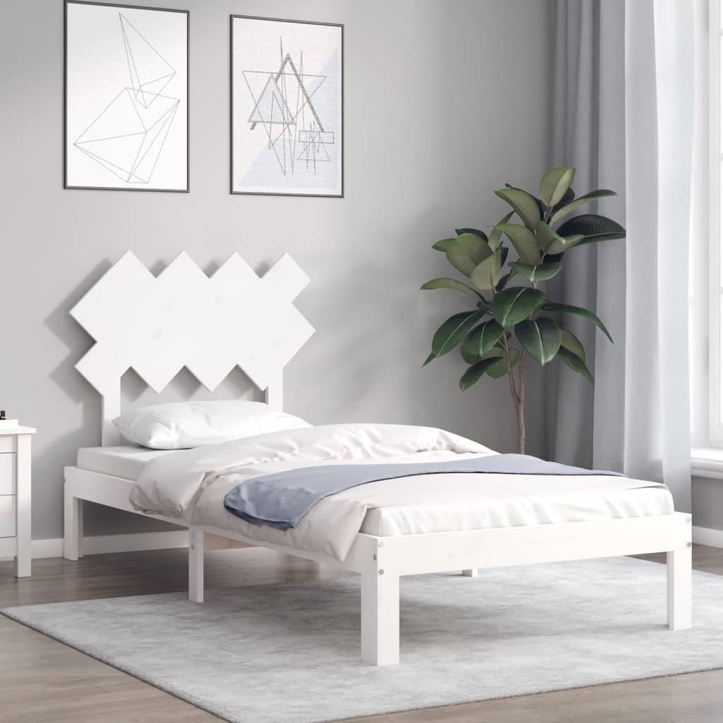Bed Frame without Mattress White 90x200 cm Solid Wood Pine