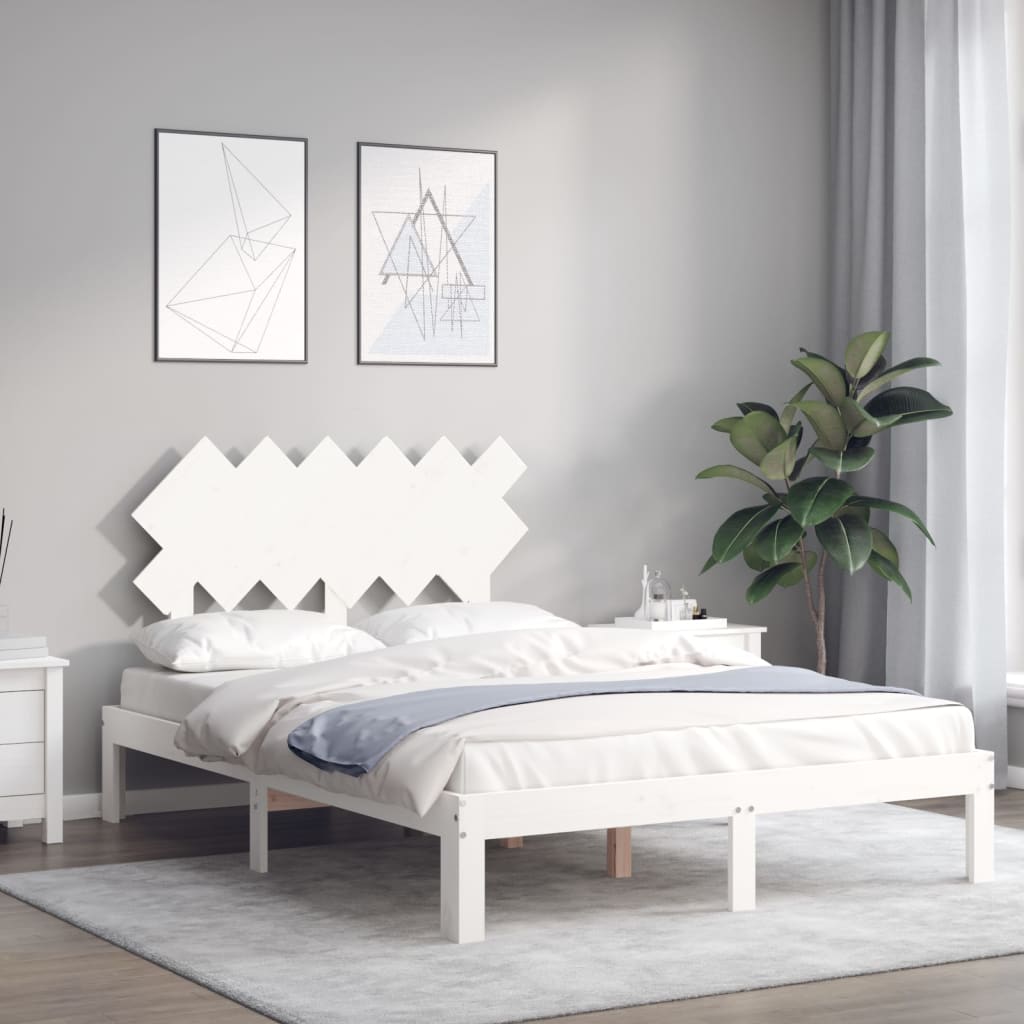 Bed Frame without Mattress White 120x200 cm Solid Wood Pine