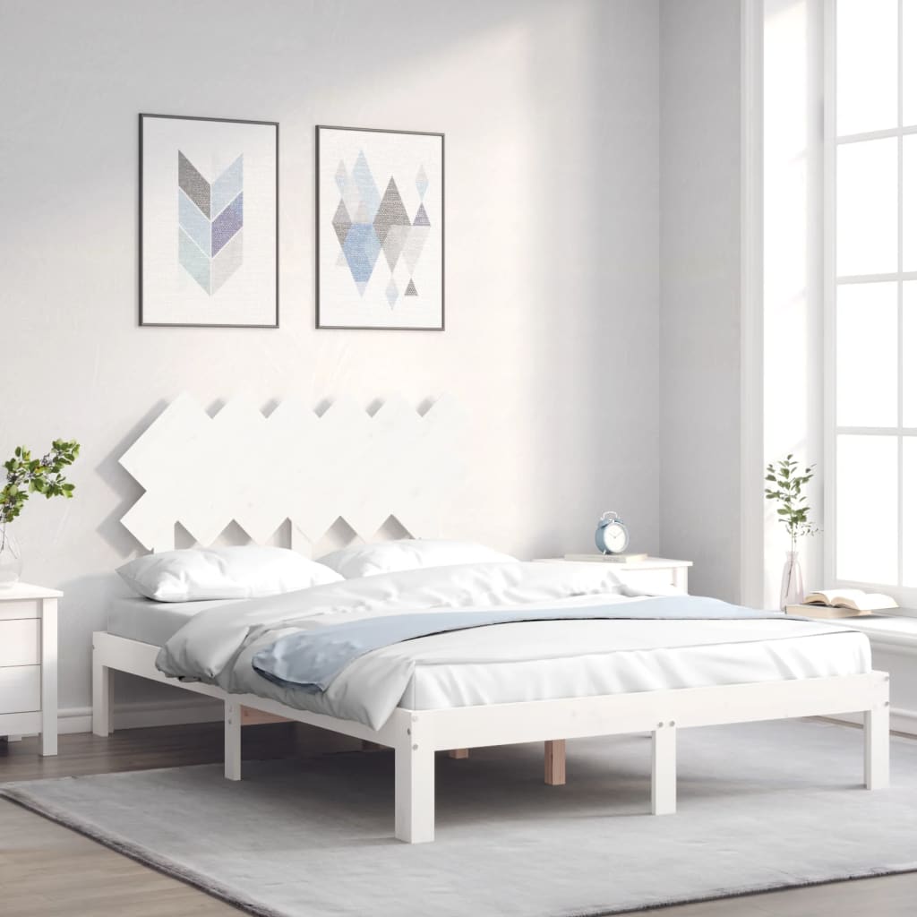 Bed Frame without Mattress White 120x200 cm Solid Wood Pine
