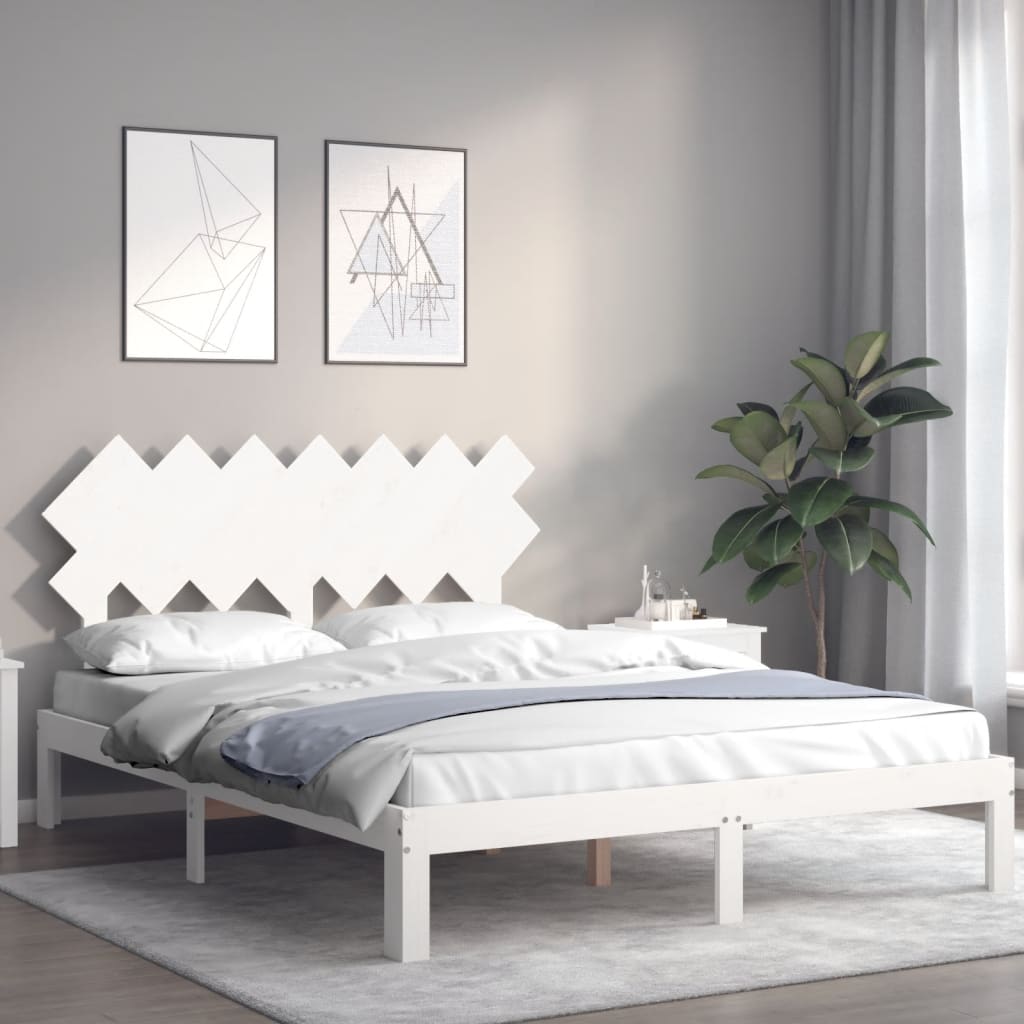 Bed Frame without Mattress White 140x200 cm Solid Wood Pine