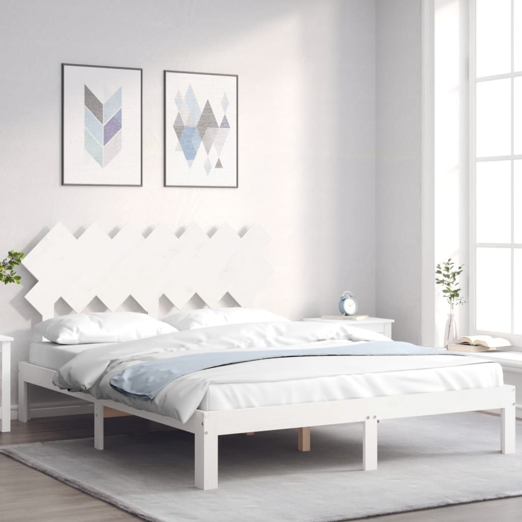 Bed Frame without Mattress White 140x200 cm Solid Wood Pine