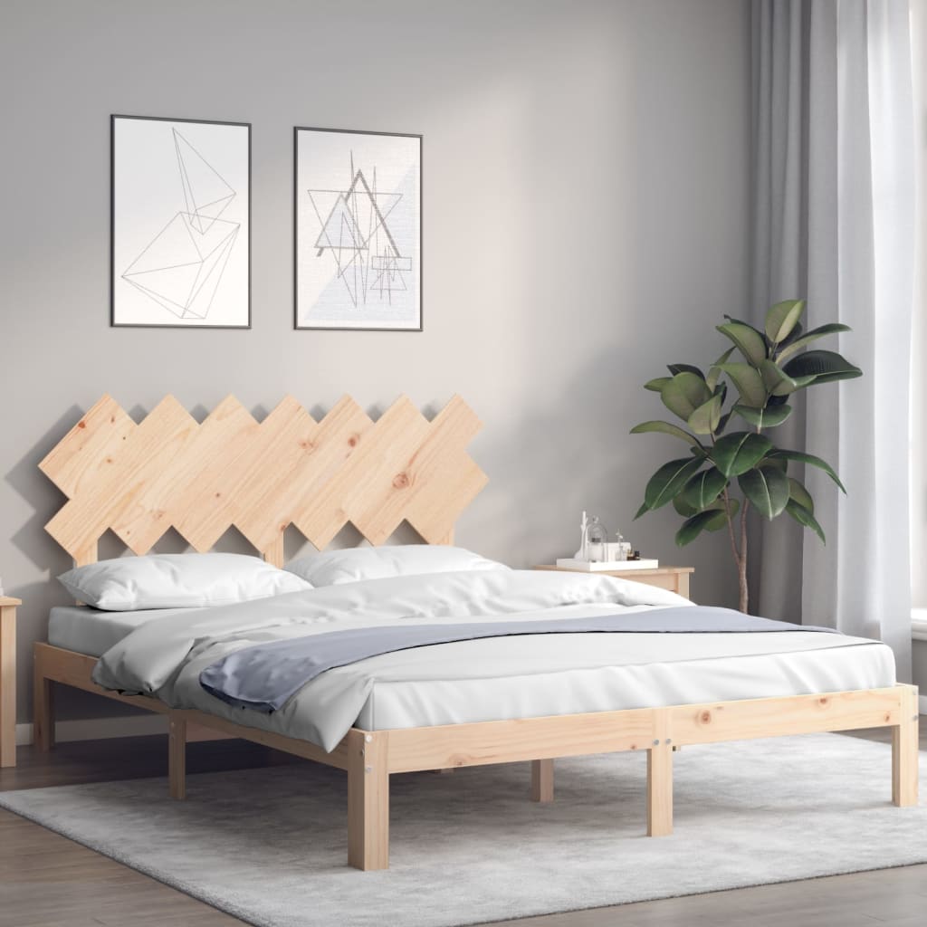 Bed Frame without Mattress King Size Solid Wood Pine