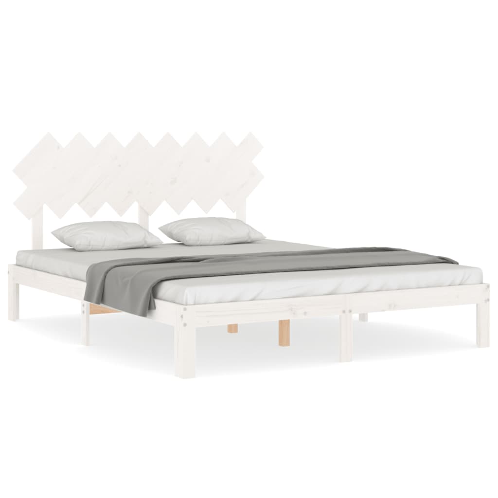 Bed Frame without Mattress White 160x200 cm Solid Wood Pine