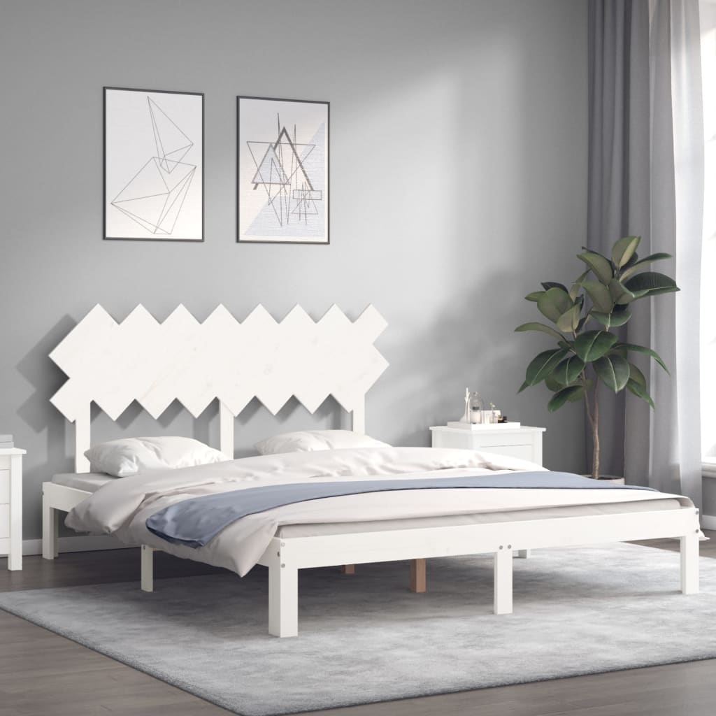 Bed Frame without Mattress White 160x200 cm Solid Wood Pine