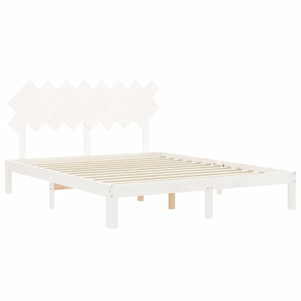 Bed Frame without Mattress White 160x200 cm Solid Wood Pine