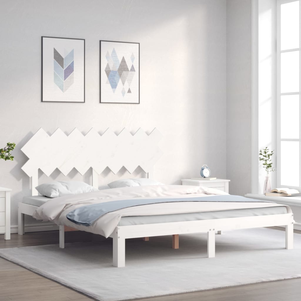 Bed Frame without Mattress White 160x200 cm Solid Wood Pine