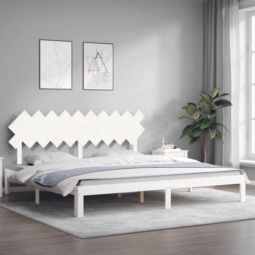 Bed Frame without Mattress White 200x200 cm Solid Wood Pine