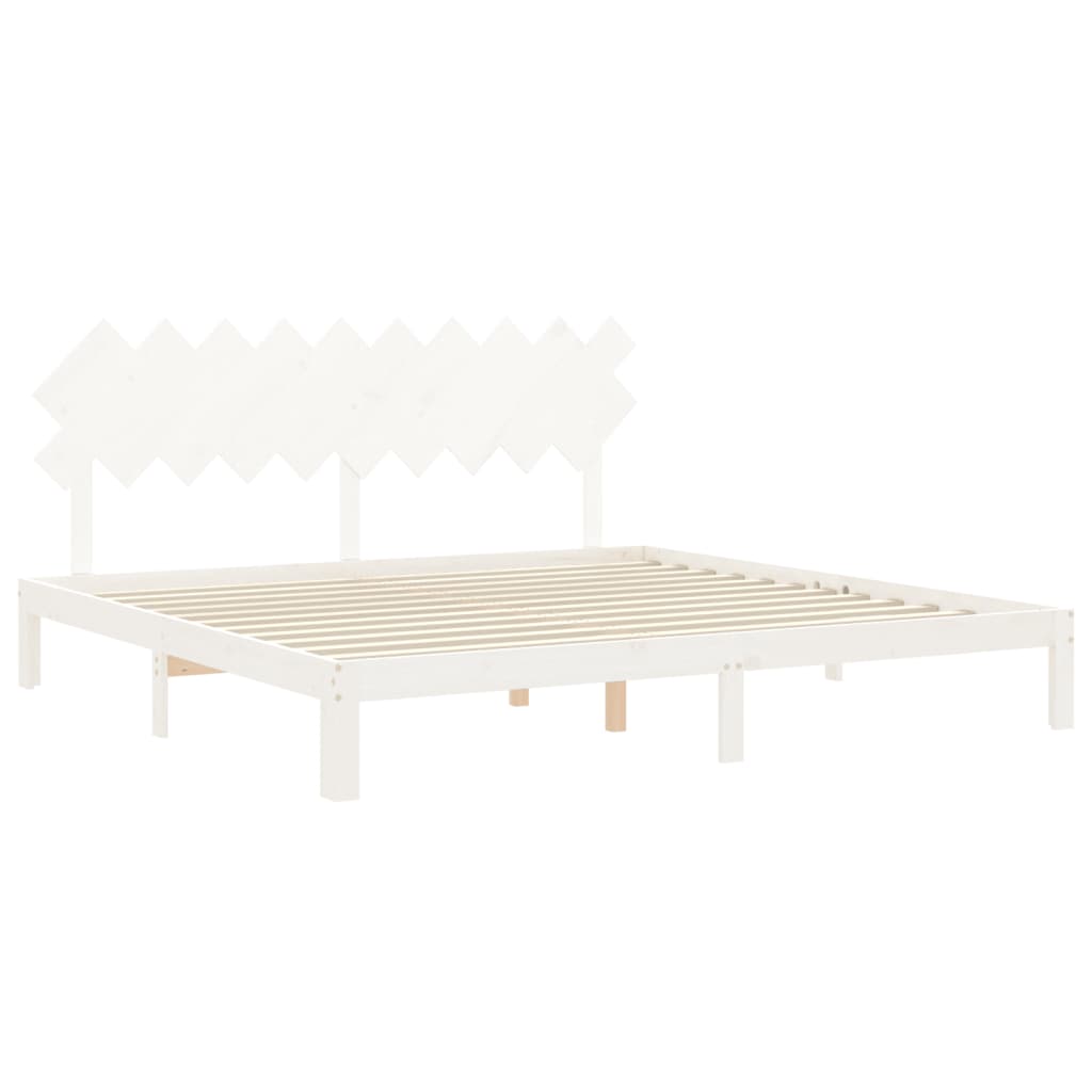 Bed Frame without Mattress White 200x200 cm Solid Wood Pine
