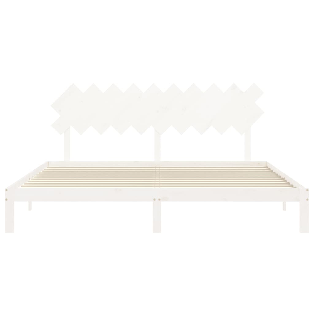 Bed Frame without Mattress White 200x200 cm Solid Wood Pine