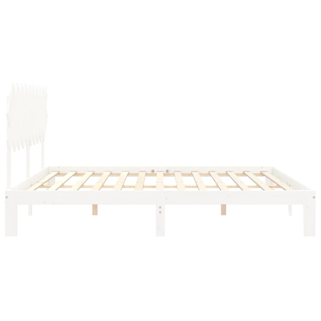 Bed Frame without Mattress White 200x200 cm Solid Wood Pine