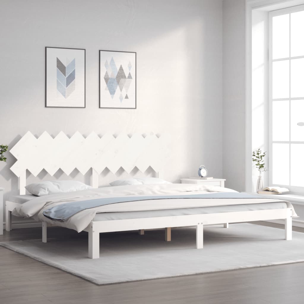 Bed Frame without Mattress White 200x200 cm Solid Wood Pine