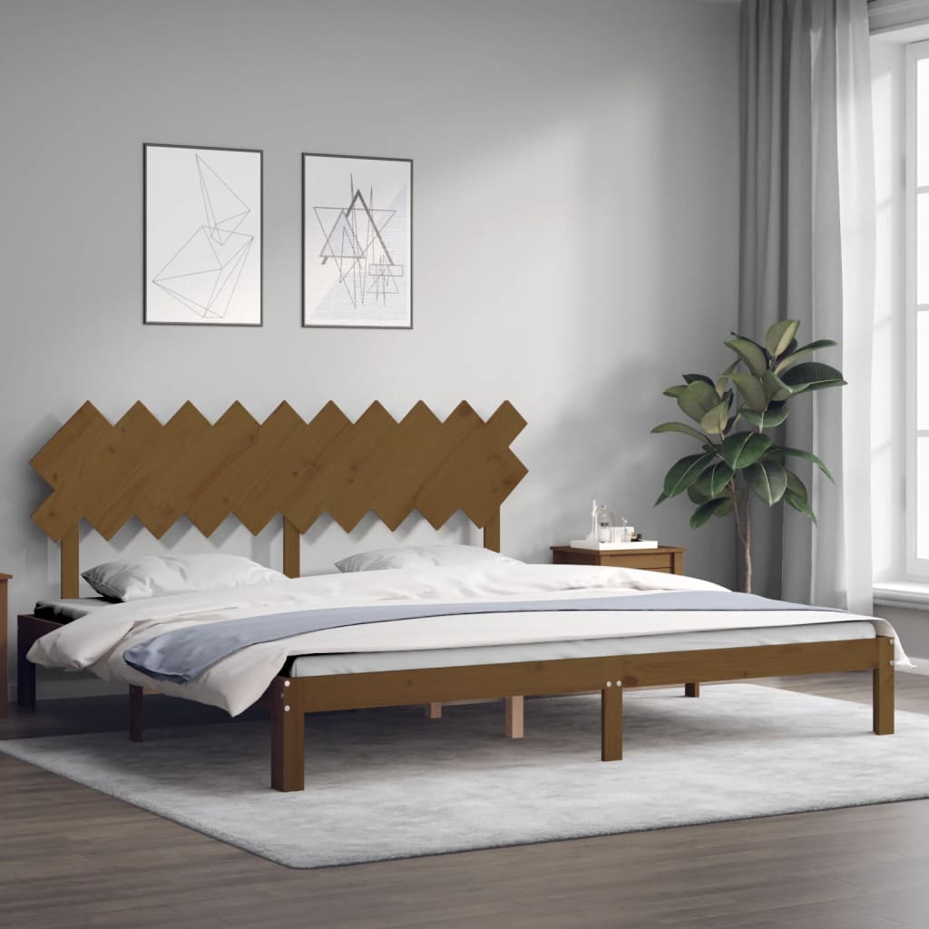 Bed Frame without Mattress Honey Brown 200x200 cm Solid Wood Pine
