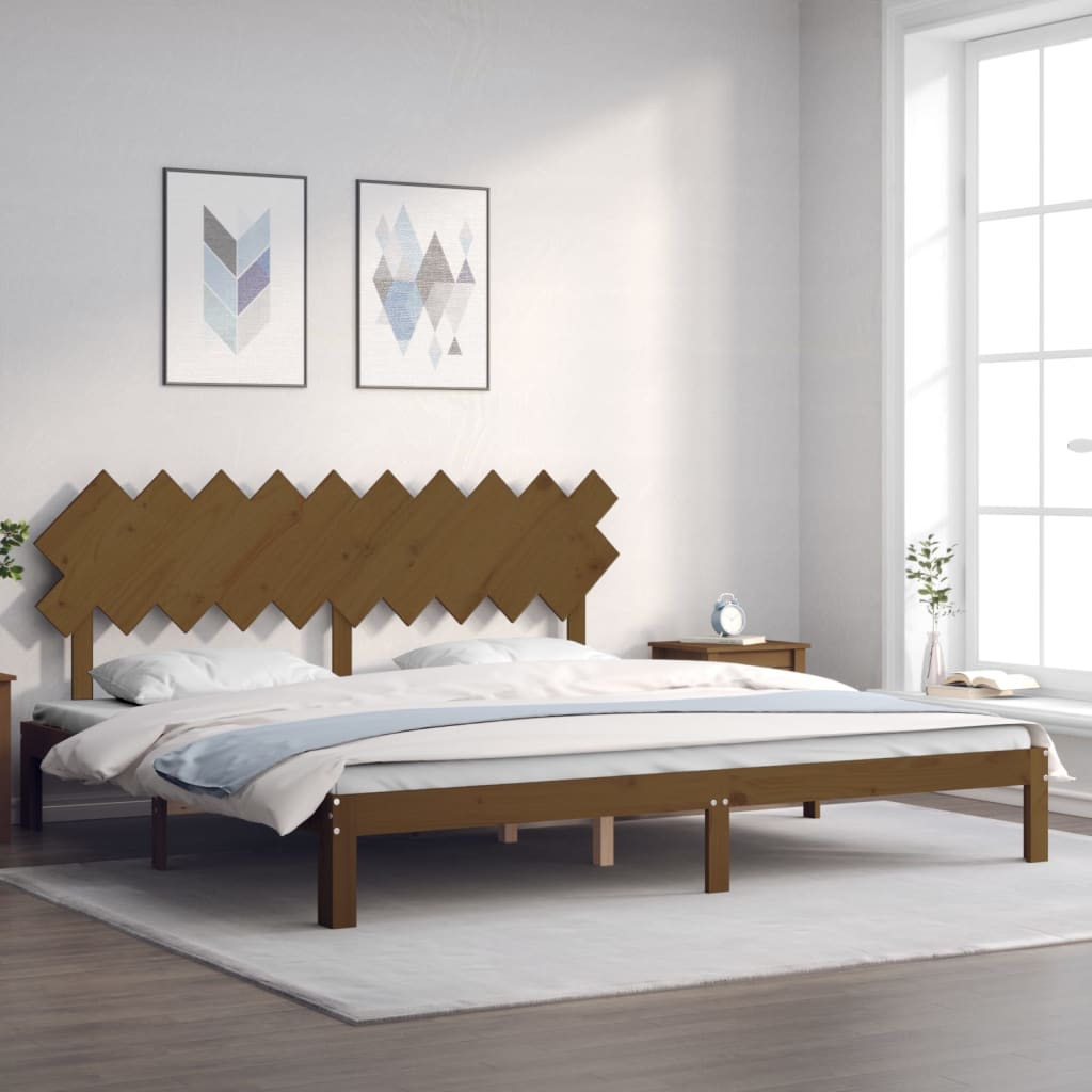 Bed Frame without Mattress Honey Brown 200x200 cm Solid Wood Pine