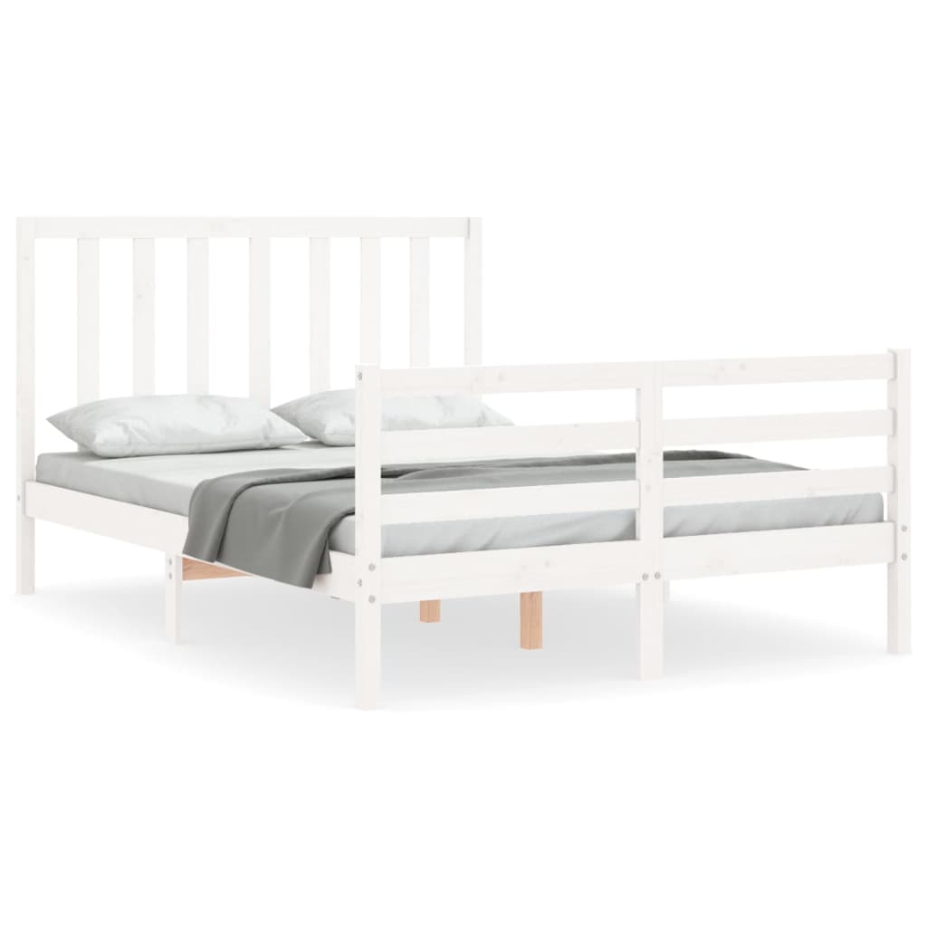 Bed Frame without Mattress White 140x190 cm Solid Wood Pine