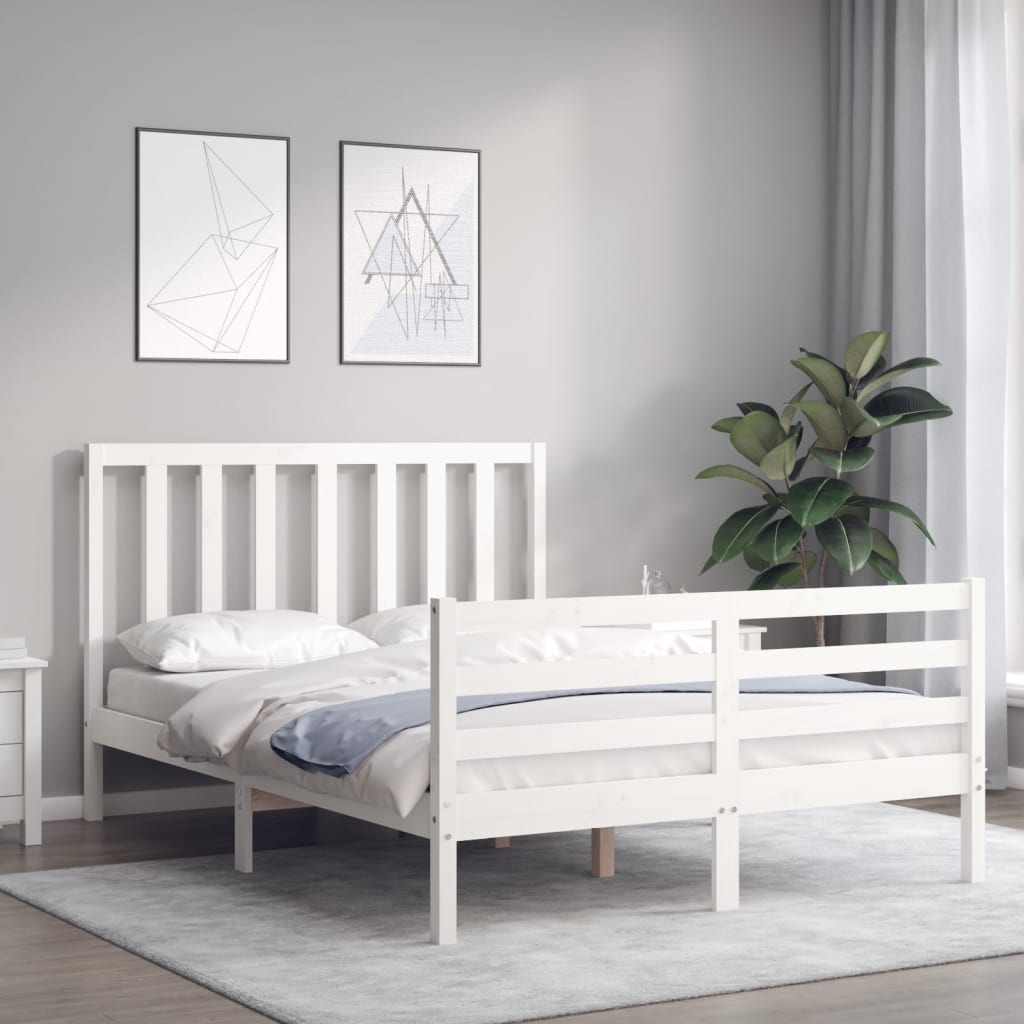 Bed Frame without Mattress White 140x190 cm Solid Wood Pine