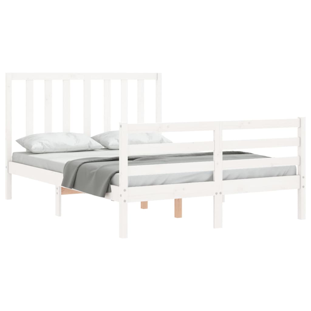 Bed Frame without Mattress White 140x190 cm Solid Wood Pine