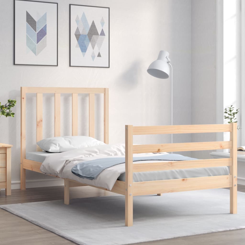 Bed Frame without Mattress 90x200 cm Solid Wood Pine