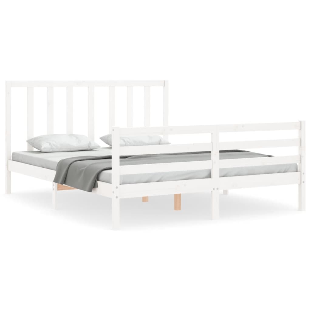 Bed Frame without Mattress White 160x200 cm Solid Wood Pine