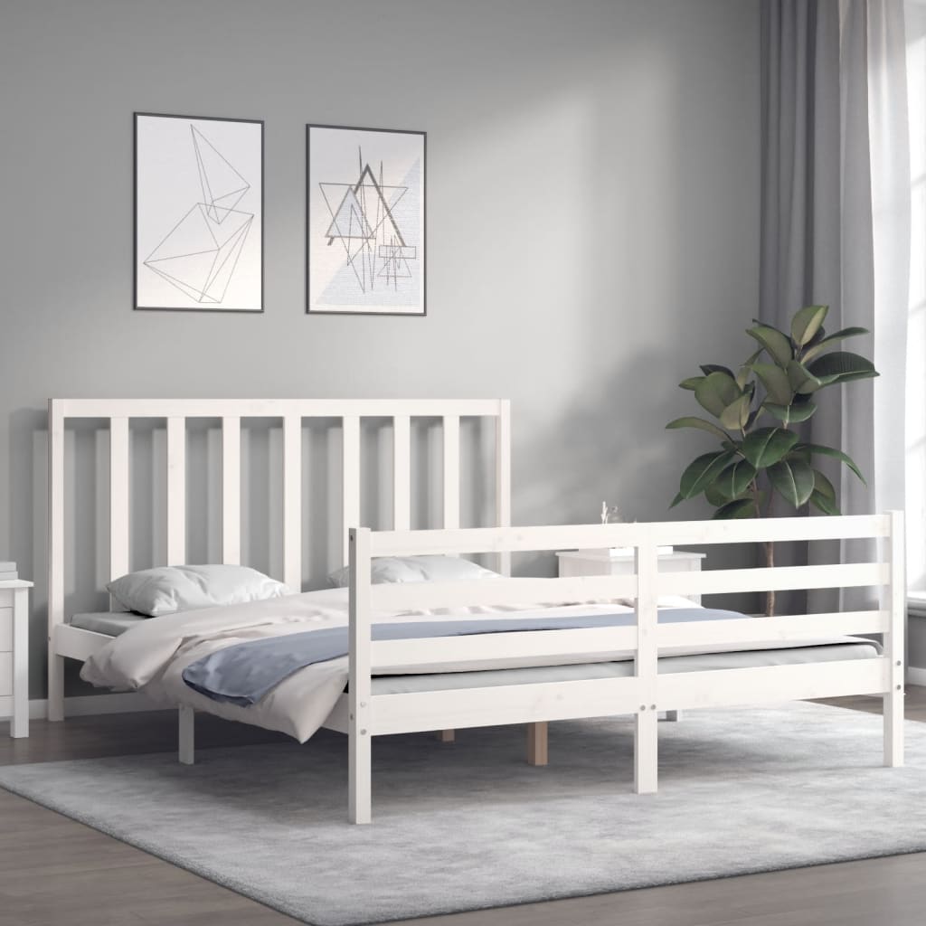 Bed Frame without Mattress White 160x200 cm Solid Wood Pine