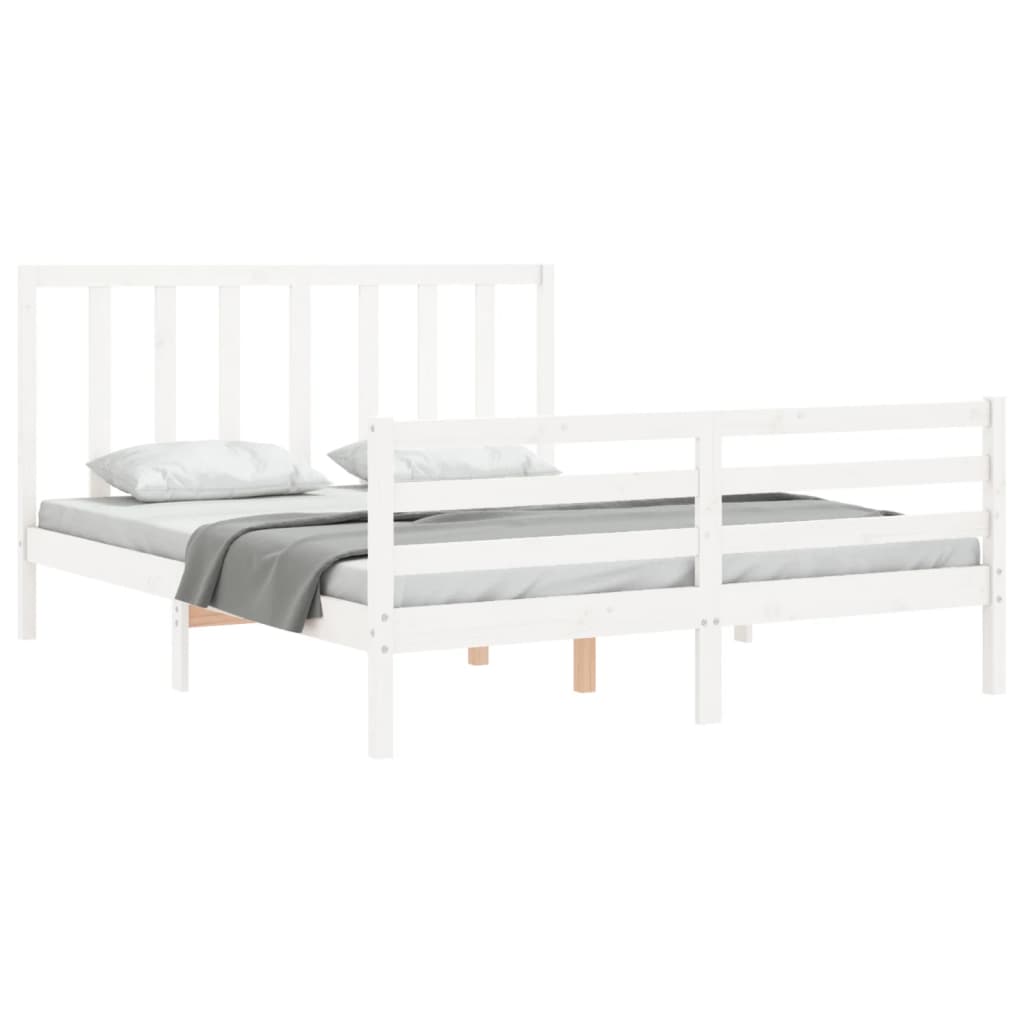Bed Frame without Mattress White 160x200 cm Solid Wood Pine