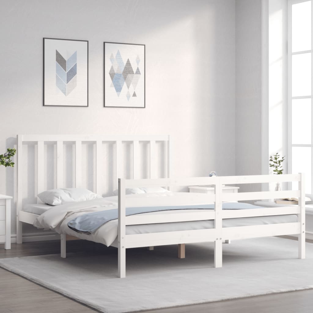 Bed Frame without Mattress White 160x200 cm Solid Wood Pine