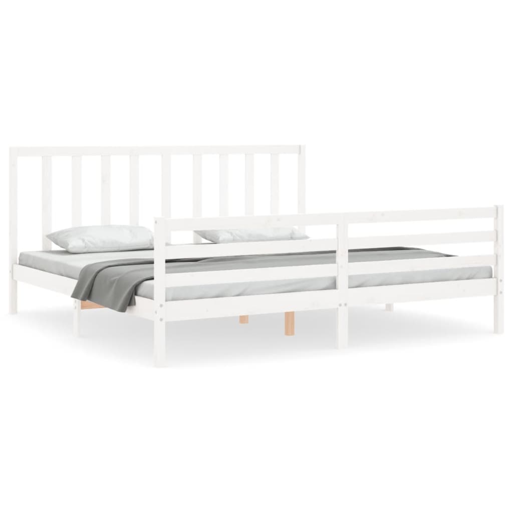 Bed Frame without Mattress White 200x200 cm Solid Wood Pine