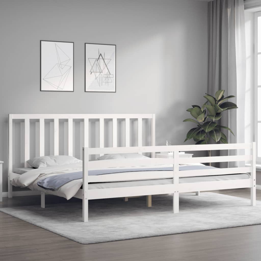 Bed Frame without Mattress White 200x200 cm Solid Wood Pine